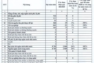 Công khai thực hiện dự toán thu – chi ngân sách quý III năm 2020